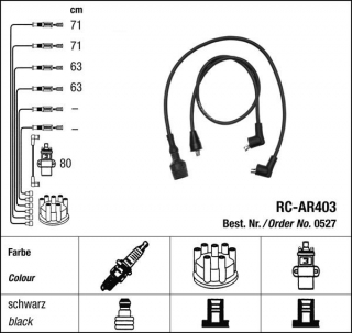 Zapalovací kabely NGK Alfa Romeo 33 1.5 (05.87-06.90) RC-AR403 527 (sada)