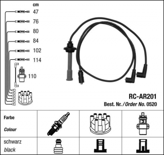 Zapalovací kabely NGK Alfa Romeo 75 3.0 (09.86-04.89) RC-AR201 520 (sada)