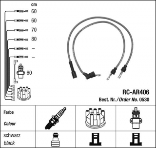 Zapalovací kabely NGK Alfa Romeo Spider 2.0 (01.85-12.89) RC-AR406 530 (sada)