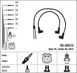 Zapalovací kabely NGK Audi 200 2.1 (10.79-09.84) RC-AD212 512 (sada)