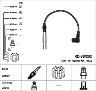 Zapalovací kabely NGK Audi A3 1.6 (07.99-08.00) RC-VW203 934 (sada)