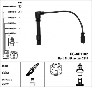 Zapalovací kabely NGK Audi A4 1.8 (10.94-07.99) RC-AD1102 2348 (sada)