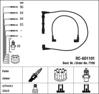 Zapalovací kabely NGK Audi A6 2.0 (06.94-01.98) RC-AD1101 7709 (sada)