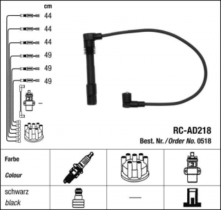 Zapalovací kabely NGK Audi A6 2.8 (01.99-05.00) RC-AD218 518 (sada)