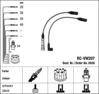 Zapalovací kabely NGK Audi Coupe 2.0 (08.89-07.91) RC-VW207 938 (sada)