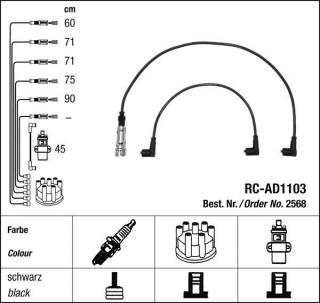 Zapalovací kabely NGK Audi Quattro 2.1 (07.80-07.87) RC-AD1103 2568 (sada)