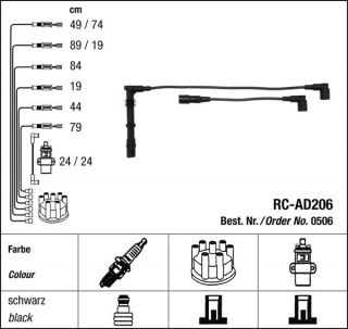 Zapalovací kabely NGK Audi S6 4.2 Quattro (06.94-04.97) RC-AD206 506 (sada)