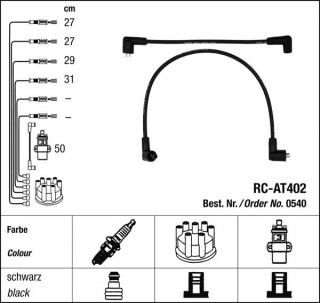 Zapalovací kabely NGK Austin Montego 1.3 (04.84-12.85) RC-AT402 540 (sada)