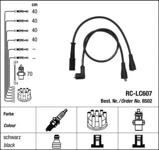 Zapalovací kabely NGK Autobianchi Y10 1.0 (05.85-06.89) RC-LC607 8502 (sada)