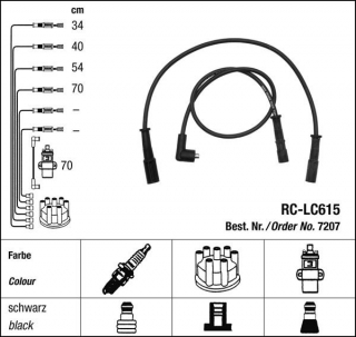 Zapalovací kabely NGK Autobianchi Y10 1.0 (05.85-06.89) RC-LC615 7207 (sada)
