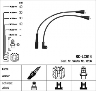 Zapalovací kabely NGK Autobianchi Y10 1.0 (05.85-09.87) RC-LC614 7206 (sada)