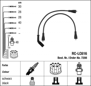 Zapalovací kabely NGK Autobianchi Y10 1.3 (10.86-06.89) RC-LC616 7208 (sada)