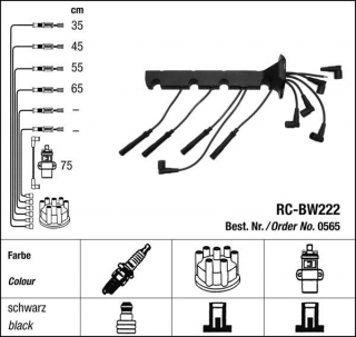 Zapalovací kabely NGK BMW 3 serie 316i 1.6 (05.87-08.90) RC-BW222 565 (sada)