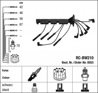 Zapalovací kabely NGK BMW 3 serie 318i 1.8 (01.87-11.90) RC-BW210 553 (sada)