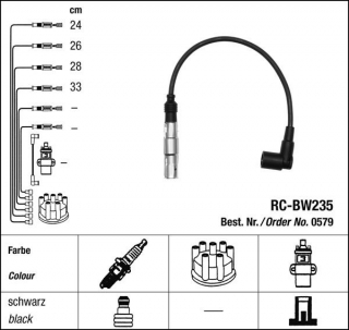 Zapalovací kabely NGK BMW 3 serie 318i 1.9 (02.98-06.01) RC-BW235 579 (sada)