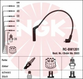 Zapalovací kabely NGK BMW 3 serie 320 2.0 (07.75-08.82) RC-BW1201 5503 (sada)