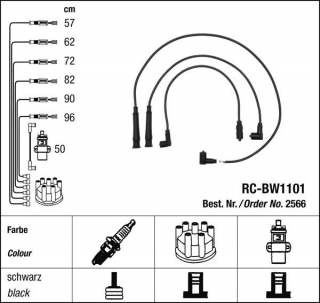 Zapalovací kabely NGK BMW 5 serie 525 2.5 (10.73-08.76) RC-BW1101 2566 (sada)