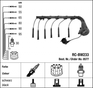 Zapalovací kabely NGK BMW 5 serie 528i 2.8 (08.79-11.87) RC-BW233 577 (sada)