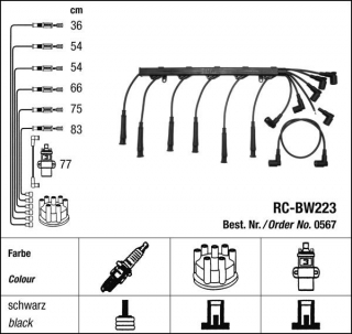 Zapalovací kabely NGK BMW 5 serie 535i 3.5 (01.88-09.95) RC-BW223 567 (sada)