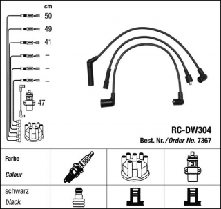 Zapalovací kabely NGK Chevrolet Matiz 0.8 (02.05-) RC-DW304 7367 (sada)