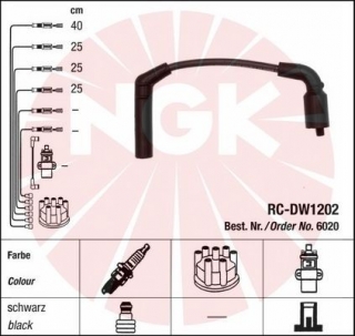Zapalovací kabely NGK Chevrolet Matiz 1.0 (03.05-) RC-DW1202 6020 (sada)