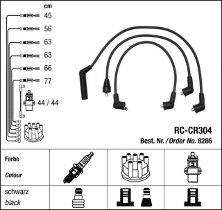 Zapalovací kabely NGK Chrysler Le Baron 3.0 (10.89-09.95) RC-CR304 8286 (sada)