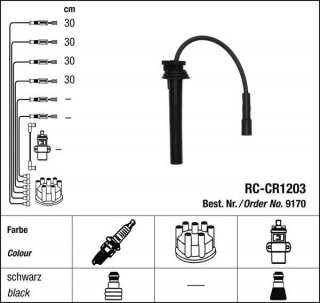 Zapalovací kabely NGK Chrysler PT Cruiser 2.4 (05.04-12.10) RC-CR1203 9170 (sada)