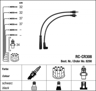 Zapalovací kabely NGK Chrysler Voyager 2.0 (10.95-03.01) RC-CR308 8290 (sada)