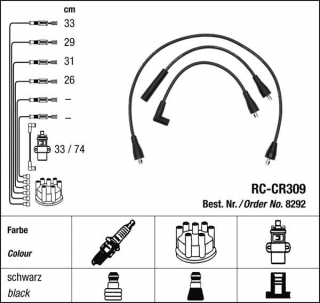 Zapalovací kabely NGK Chrysler Voyager 2.5 (10.87-09.95) RC-CR309 8292 (sada)