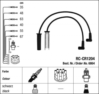 Zapalovací kabely NGK Chrysler Voyager 3.3 (10.95-12.99) RC-CR1204 6864 (sada)