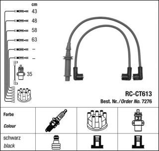 Zapalovací kabely NGK Citroen BX 1.4 (01.87-01.92) RC-CT613 7276 (sada)