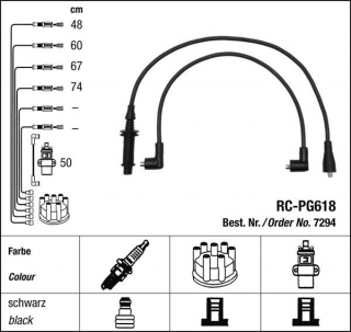 Zapalovací kabely NGK Citroen C15 1.1 (10.84-12.96) RC-PG618 7294 (sada)