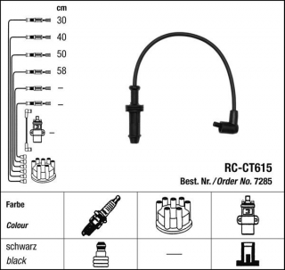 Zapalovací kabely NGK Citroen Saxo 1.1 (02.96-06.00) RC-CT615 7285 (sada)