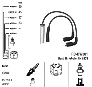 Zapalovací kabely NGK Daewoo Lanos 1.5 (04.97-06.99) RC-DW301 8275 (sada)