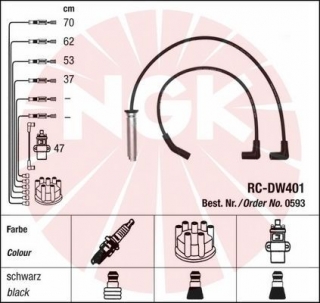 Zapalovací kabely NGK Daewoo Nexia 1.5 (01.95-08.97) RC-DW401 593 (sada)