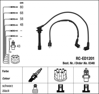 Zapalovací kabely NGK Daihatsu Applause 1.6 (09.97-05.00) RC-ED1201 348 (sada)