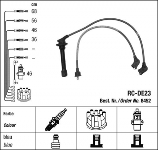 Zapalovací kabely NGK Daihatsu Charade 1.3 (07.97-08.98) RC-DE23 8452 (sada)