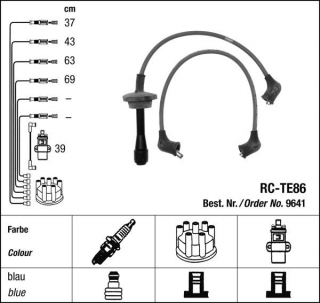 Zapalovací kabely NGK Daihatsu Charmant 1.4 (03.78-08.79) RC-TE86 9641 (sada)