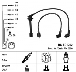 Zapalovací kabely NGK Daihatsu Feroza 1.6 (10.88-12.97) RC-ED1202 350 (sada)