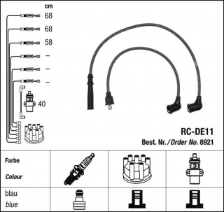 Zapalovací kabely NGK Daihatsu Mira 0.8 (03.93-10.98) RC-DE11 8921 (sada)