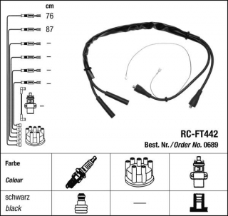 Zapalovací kabely NGK Fiat 126 0.6 (07.77-09.87) RC-FT442 689 (sada)
