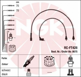 Zapalovací kabely NGK Fiat 126 0.7 (04.87-12.97) RC-FT428 675 (sada)