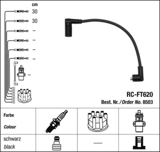 Zapalovací kabely NGK Fiat Cinquecento 0.7 (04.92-09.94) RC-FT620 8503 (sada)