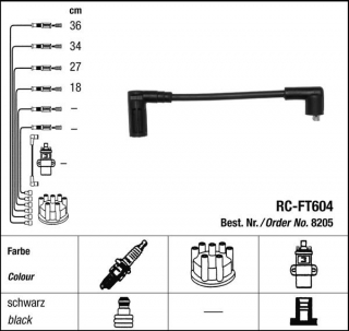 Zapalovací kabely NGK Fiat Cinquecento 0.9 (10.94-02.98) RC-FT604 8205 (sada)