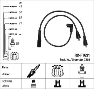 Zapalovací kabely NGK Fiat Croma 1.6 (08.86-10.88) RC-FT631 7203 (sada)