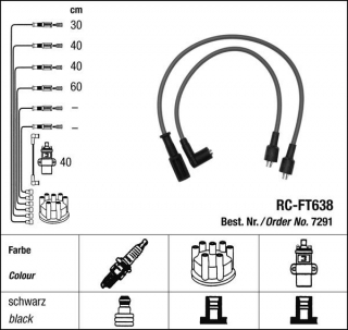 Zapalovací kabely NGK Fiat Elba CSL 1.3 (04.91-10.93) RC-FT638 7291 (sada)