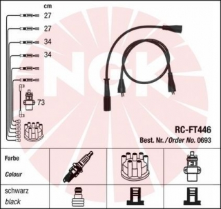 Zapalovací kabely NGK Fiat Fiorino 0.9 (04.77-12.84) RC-FT446 693 (sada)