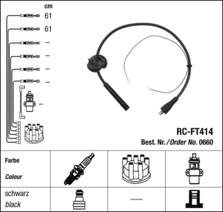 Zapalovací kabely NGK Fiat Panda 0.7 (10.80-04.86) RC-FT414 660 (sada)