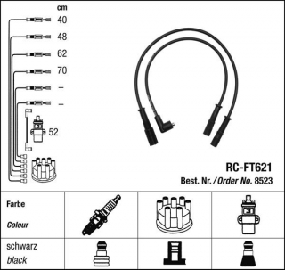 Zapalovací kabely NGK Fiat Panda 1.0 (11.87-04.91) RC-FT621 8523 (sada)