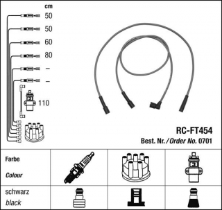 Zapalovací kabely NGK Fiat Panda 1.1 (05.91-12.92) RC-FT454 701 (sada)
